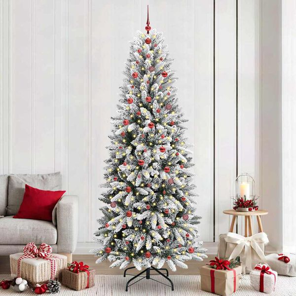 vidaXL K&uuml;nstlicher Weihnachtsbaum mit 300 LEDs mit St&auml;nder Wei&szlig; 240 cm