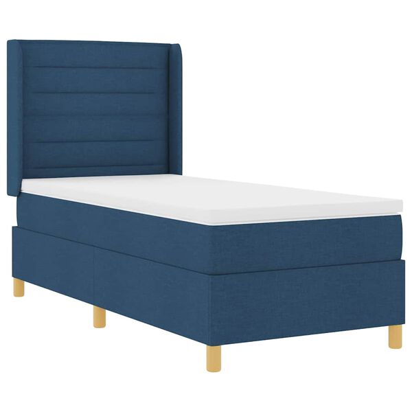 vidaXL Boxspringbett mit Matratze mit Kopfteil Blau 100 x 200 cm Stoff
