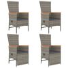 vidaXL 5-tlg. Garten-Essgruppe mit Kissen Grau Poly Rattan