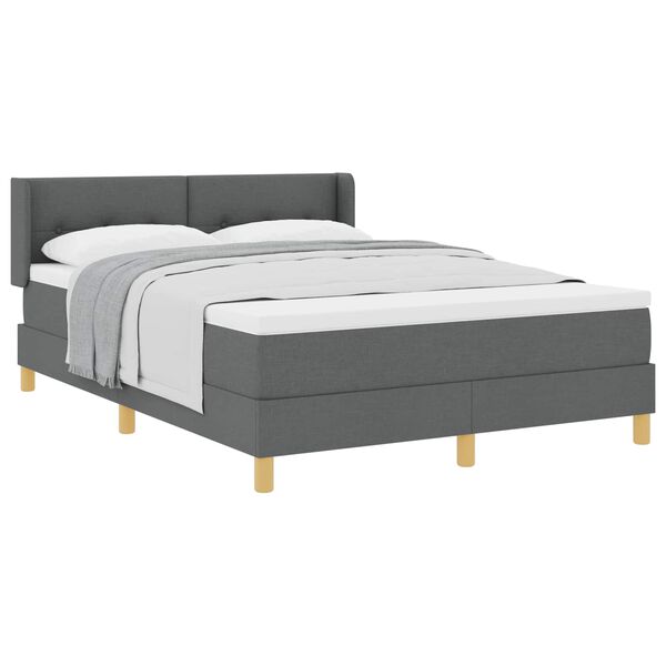 vidaXL Boxspringbett mit Matratze Dunkelgrau 200 x 160 cm Polyester