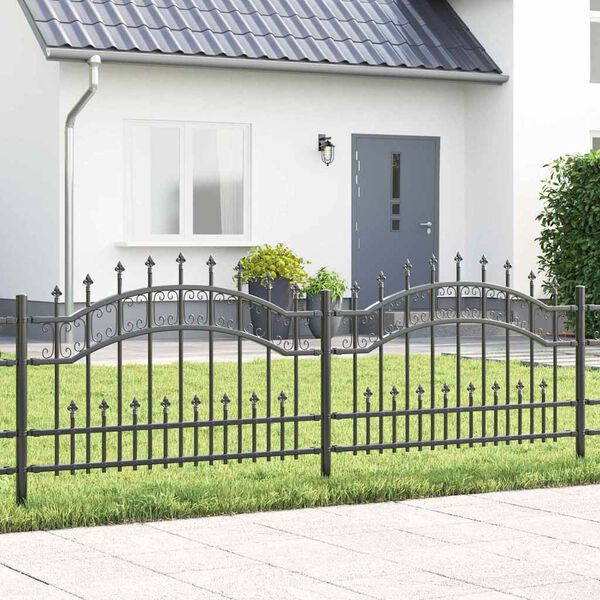 vidaXL Gartenzaun Grau 240 x 118 cm Pulverbeschichteter Stahl