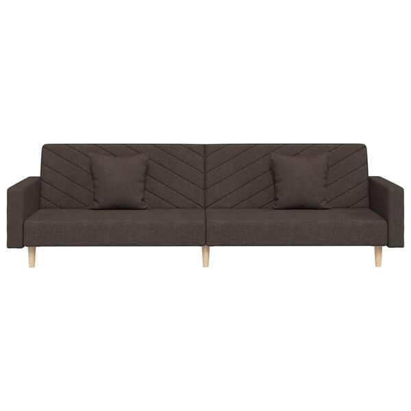 vidaXL Schlafsofa 2-Sitzer mit 2 Kissen Dunkelbraun Stoff
