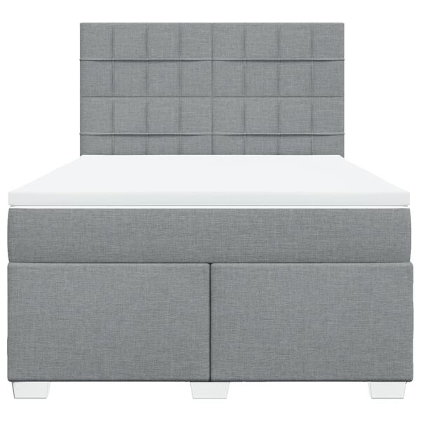 vidaXL Boxspringbett mit Matratze Hellgrau 140x200 cm Stoff