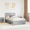 vidaXL Bettrahmen Beton Grau 135 x 190 cm Massives Kiefernholz