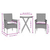 vidaXL 3-tlg. Bistro-Set mit Kissen Schwarz Poly Rattan und Glas