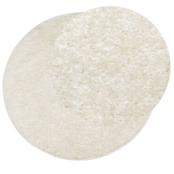 vidaXL Teppich ISTAN Hochflor Gl&auml;nzend Creme &Oslash; 160 cm