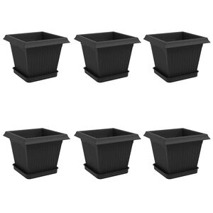 vidaXL Blument&ouml;pfe 6 pcs Schwarz 20 x 20 x 16 cm Kunststoff