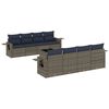 vidaXL 9-teiliges Gartensofa-Set mit Kissen, grau, Polyrattan