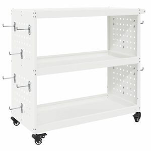 vidaXL Werkzeugwagen Mit Rad Wei&szlig; 75 x 35 x 73 cm Kaltgewalzter Stahl