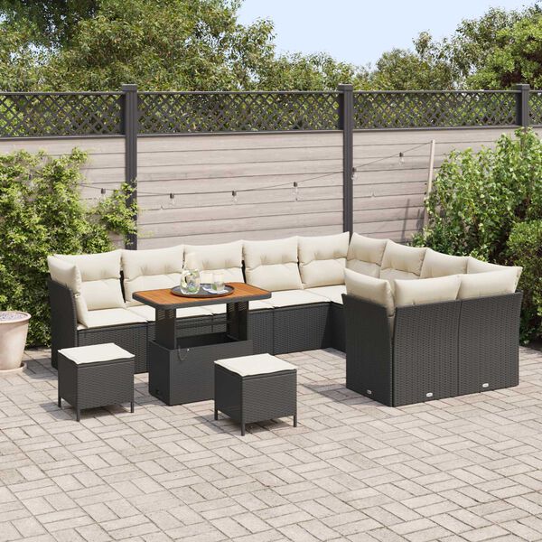 vidaXL Garten-Sofa-Set 12 pcs Schwarz Poly-Rattan