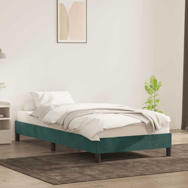 vidaXL Bettgestell ohne Matratze Dunkelgr&uuml;n 80x220 cm Samt