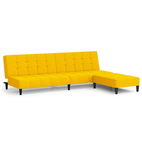 vidaXL Schlafsofa 2-Sitzer mit Hocker Gelb Samt