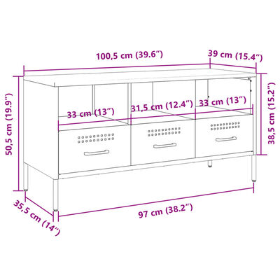 vidaXL TV-Schrank Anthrazit 100,5x39x50,5 cm Stahl