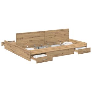 vidaXL Aufbewahrungsbettgestell Artisan-Eiche 180 x 200 cm