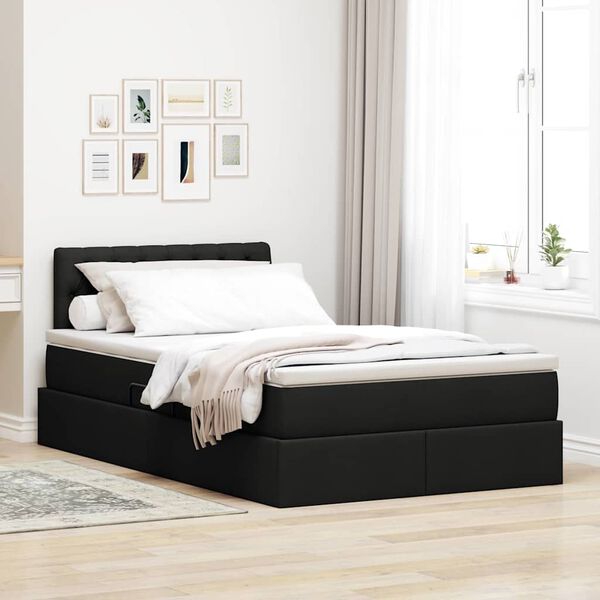 vidaXL Aufbewahrungsbett mit Matratze Schwarz 120 x 190 cm