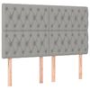 vidaXL Boxspringbett mit Matratze & LED Hellgrau 160x200 cm Stoff