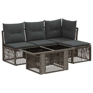 vidaXL Gartensofa-set 5 stk. Grau Poly-Rattan