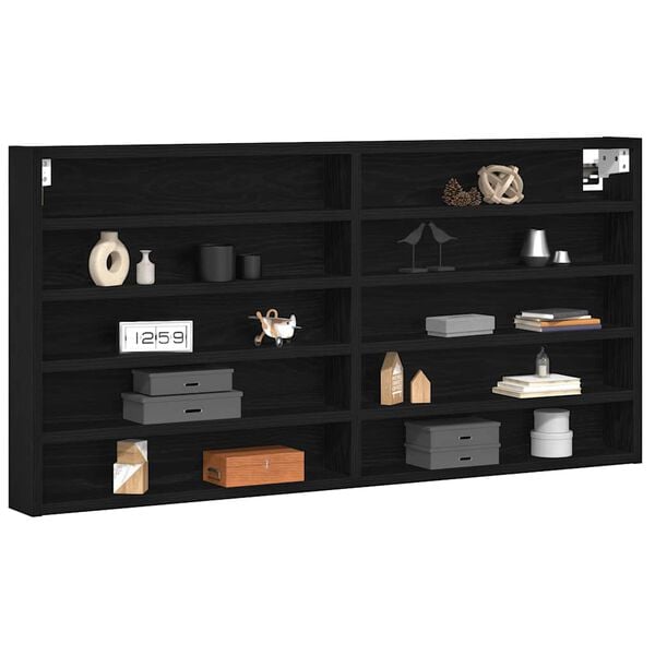 vidaXL Vitrine Schwarz Eichen-Optik 100 x 8,5 x 50 cm Holzwerkstoff