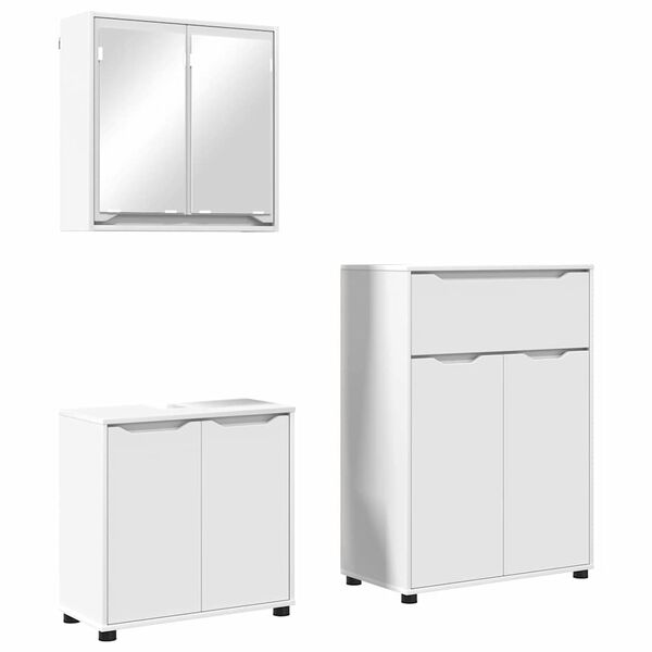 vidaXL Badezimmerm&ouml;bel-Set mit Schubladen 3 pcs Wei&szlig; Holzwerkstoff