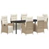 vidaXL Garten Essgruppe mit Kissen 7 pcs Beige Poly-Rattan