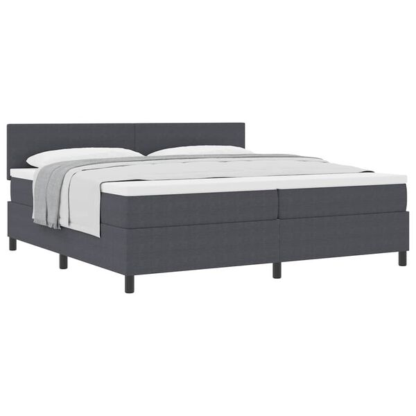 vidaXL Boxspringbett Dunkelgrau und Wei&szlig; 200 x 200 cm Cordstoff