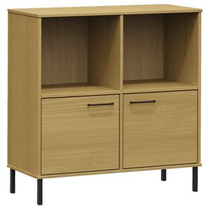 vidaXL B&uuml;cherregal OSLO mit Metallbeinen Braun 90x35x90,5cm Massivholz