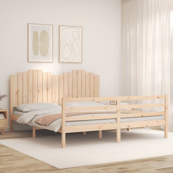 vidaXL Massivholzbett mit Kopfteil