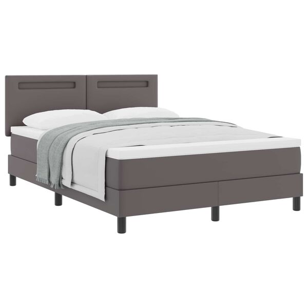 vidaXL Boxspringbett mit Matratze Grau 160 x 200 cm Kunstleder
