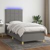 vidaXL Boxspringbett mit Matratze & LED Dunkelgrau 90x200 cm Stoff