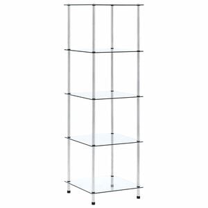 vidaXL Regal mit 5 Ablagen Transparent 40x40x130 cm Hartglas