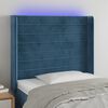 vidaXL LED Kopfteil Dunkelblau 103x16x118/128 cm Samt