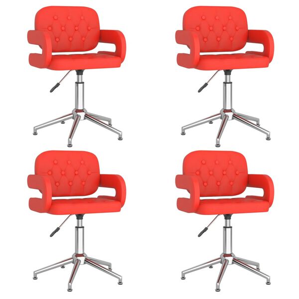 vidaXL Esszimmerst&uuml;hle 4 Stk. Drehbar Rot Kunstleder