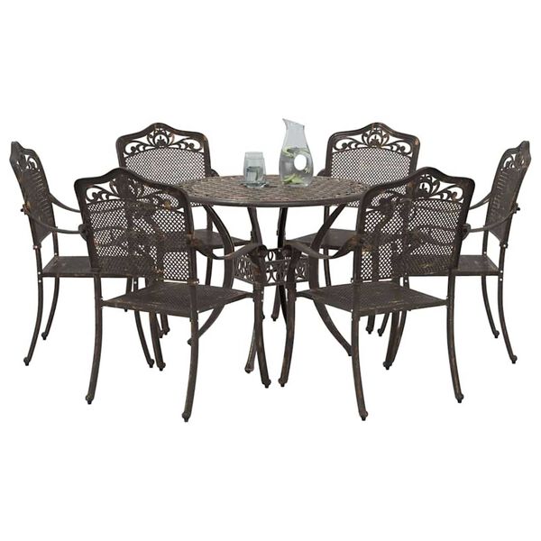 vidaXL Garten Essgruppe 7 pcs Bronze 90 x 90 x 75 cm Gussaluminium