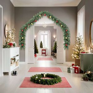 vidaXL Weihnachtsgirlande Geschm&uuml;ckt mit Kugeln und LED-Lichtern 10 m