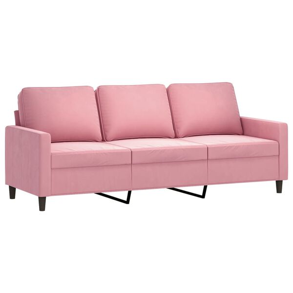 vidaXL 3-tlg. Sofagarnitur mit Kissen Rosa Samt