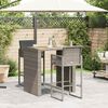 vidaXL 3-tlg. Gartenbar-Set mit Kissen Grau Poly Rattan Akazie