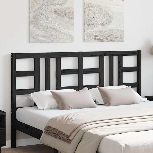 vidaXL Kopfteil Schwarz 146x4x100 cm Massivholz Kiefer