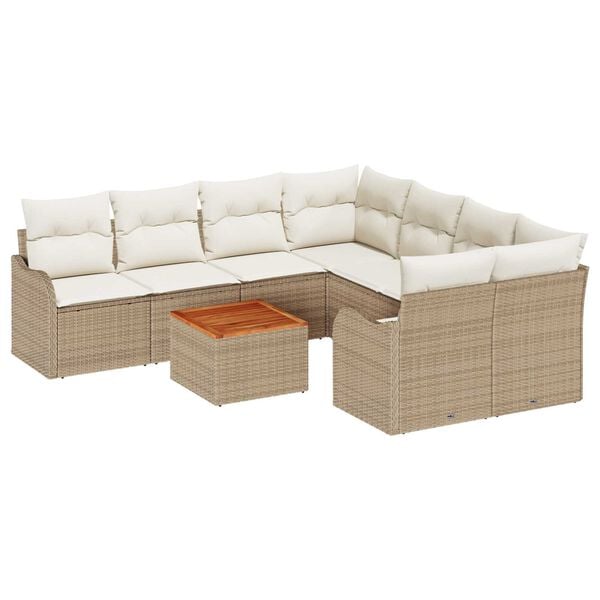 vidaXL Garten-Sofa-Set 9 pcs Beige und Weiß