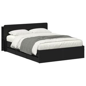 vidaXL Bettgestell mit Stauraum Schwarz 150 x 200 cm Holzwerkstoff