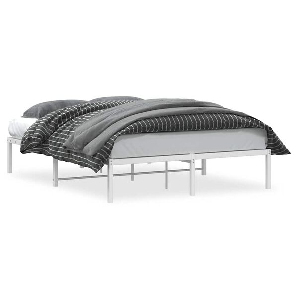 vidaXL Bettgestell Metall Wei&szlig; 135x190 cm