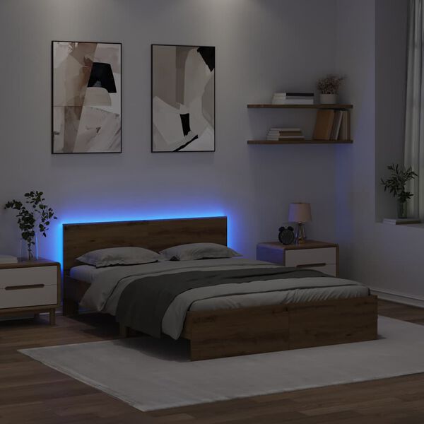 vidaXL Bettrahmen Artisan-Eiche 120 x 200 cm Holzwerkstoff
