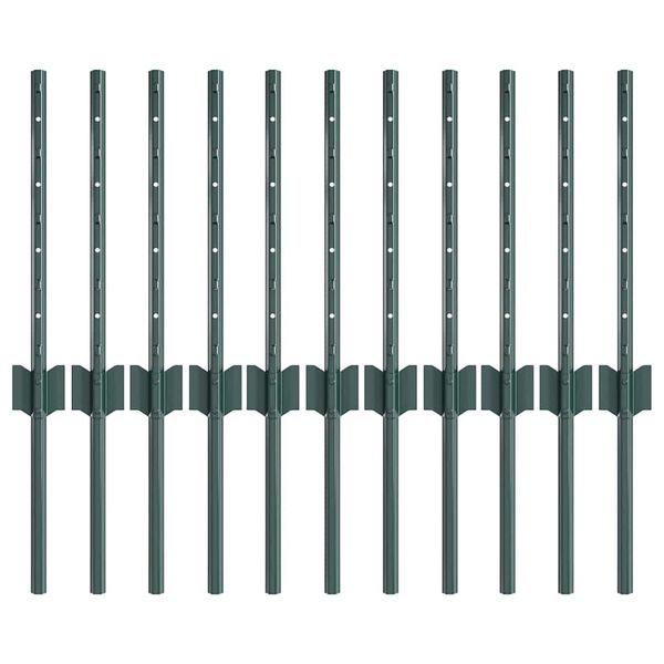 vidaXL Zaunpfosten 11 pcs Gr&uuml;n 80 cm Stahl