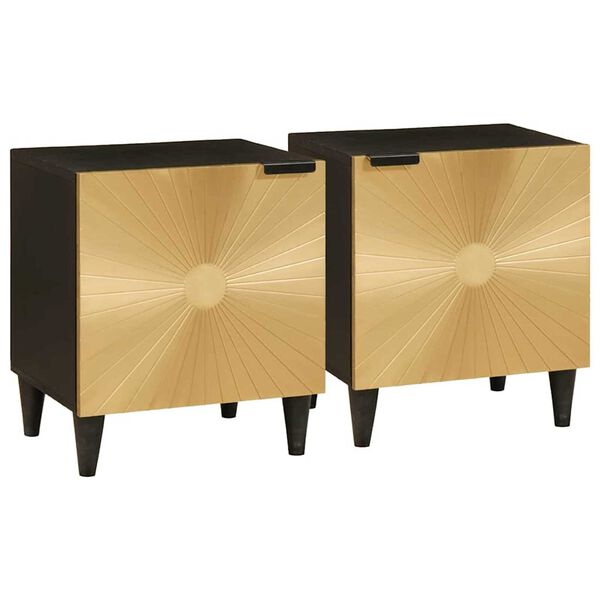 vidaXL Nachttisch 2 pcs Schwarz und Gold 40 x 33,5 x 46 cm