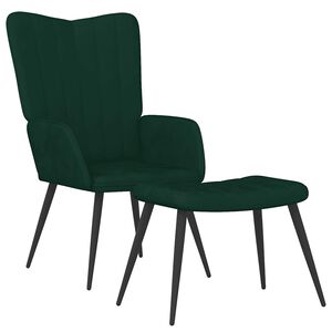 vidaXL Relaxsessel mit Hocker Dunkelgr&uuml;n Samt