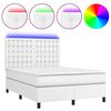 vidaXL Boxspringbett mit Matratze & LED Wei&szlig; 140x190 cm Kunstleder