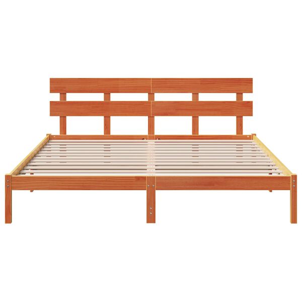 vidaXL Bettgestell mit Kopfteil Braun 200 x 200 cm Massivholz Kiefer