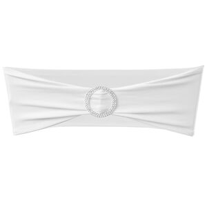 25 x Stuhlschleifen Stretch Schleifenb&auml;nder + Diamant Schnalle wei&szlig;
