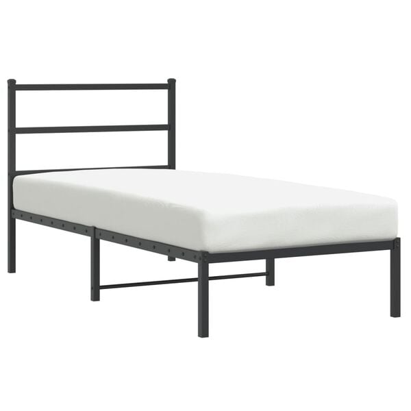 vidaXL Bettgestell mit Kopfteil Metall Schwarz 90x190 cm