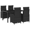 vidaXL Outdoortisch-Set 5 pcs Schwarz 150 x 90 x 75 cm Poly-Rattan