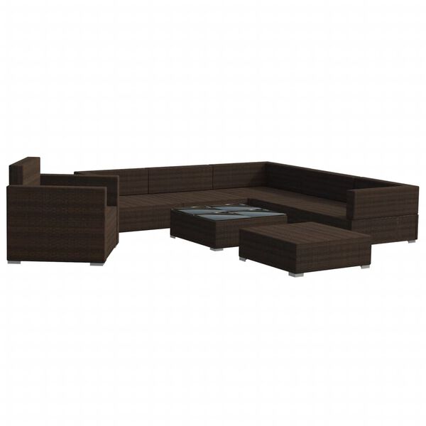 vidaXL 8-tlg. Garten-Lounge-Set mit Auflagen Poly Rattan Braun